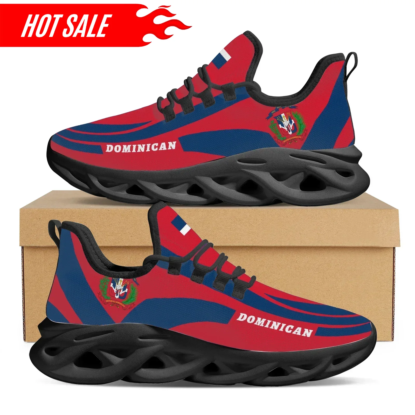Hot Dominicaanse vlag nationaa - Knit Fabric Lace Up Sneakers recensie en prijs