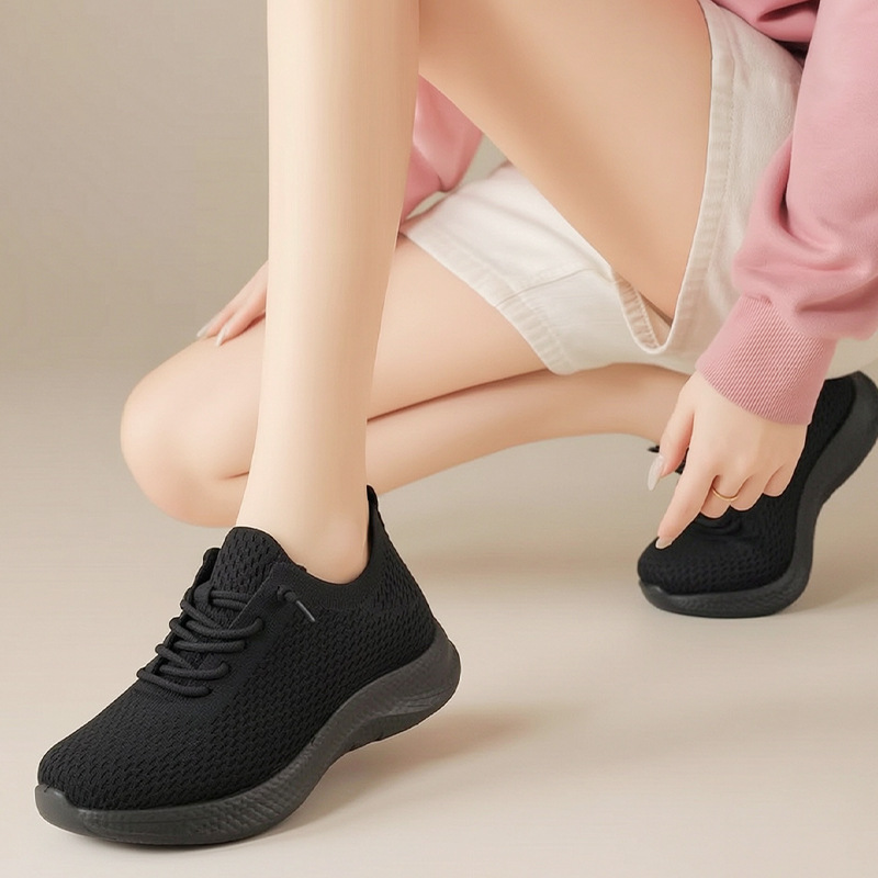 Zomer dames ademende mesh-wand - Knit Fabric Lace Up Sneakers recensie en prijs
