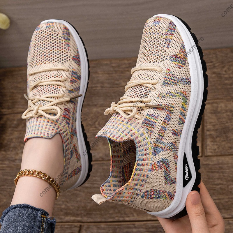 Gebreide instapsneakers voor d - Knit Fabric Lace Up Sneakers recensie en prijs