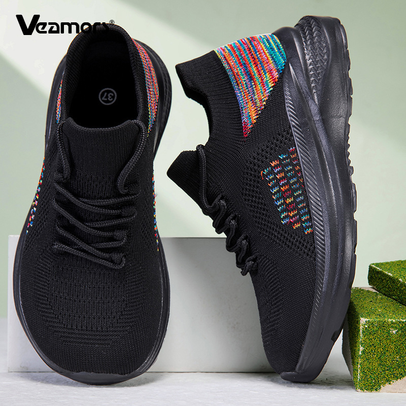 Ademende Mesh Sok Sneakers Dam - Knit Fabric Lace Up Sneakers recensie en prijs